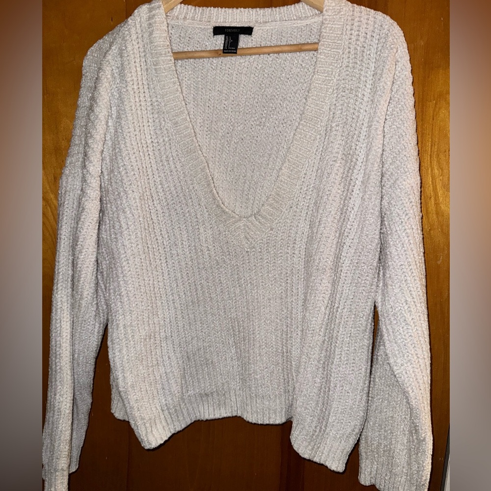 Forever 21 Cable Knit Velvet Sweater